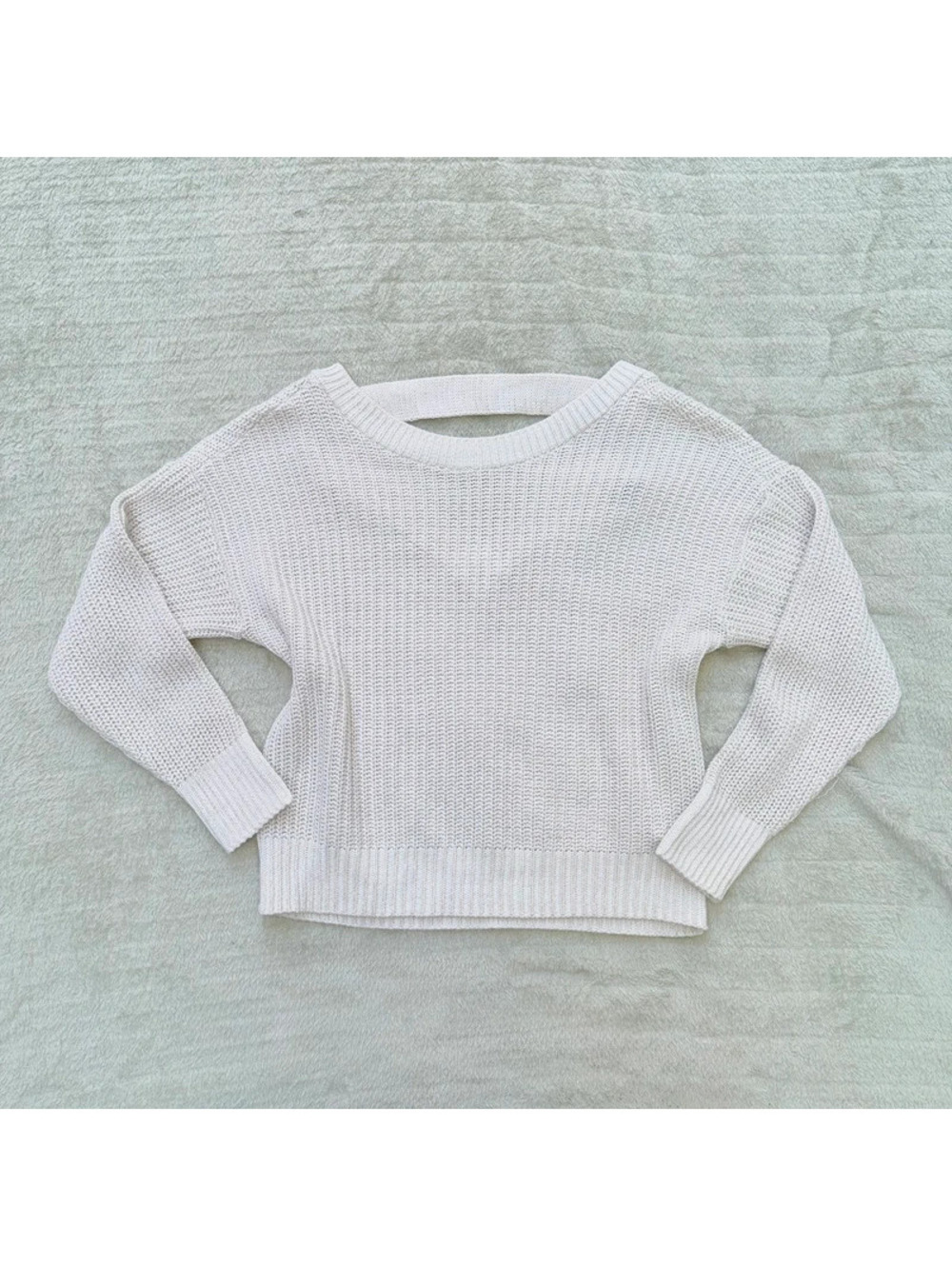Express Cream Fall Chic V Neck Sweater with peakaboo back